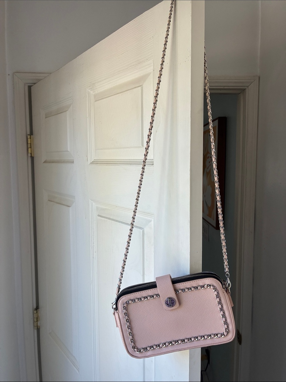 Women's Pink Chain-Trim Crossbody Bag